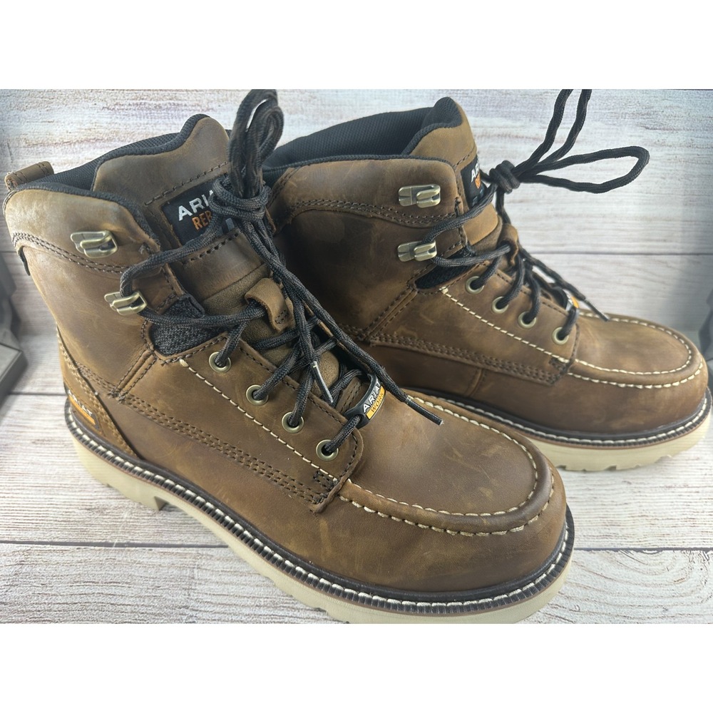 Ariat Rebar Lift 6 Men's Brown Leather Waterproof Composite Toe Work Boots Sz 9D
